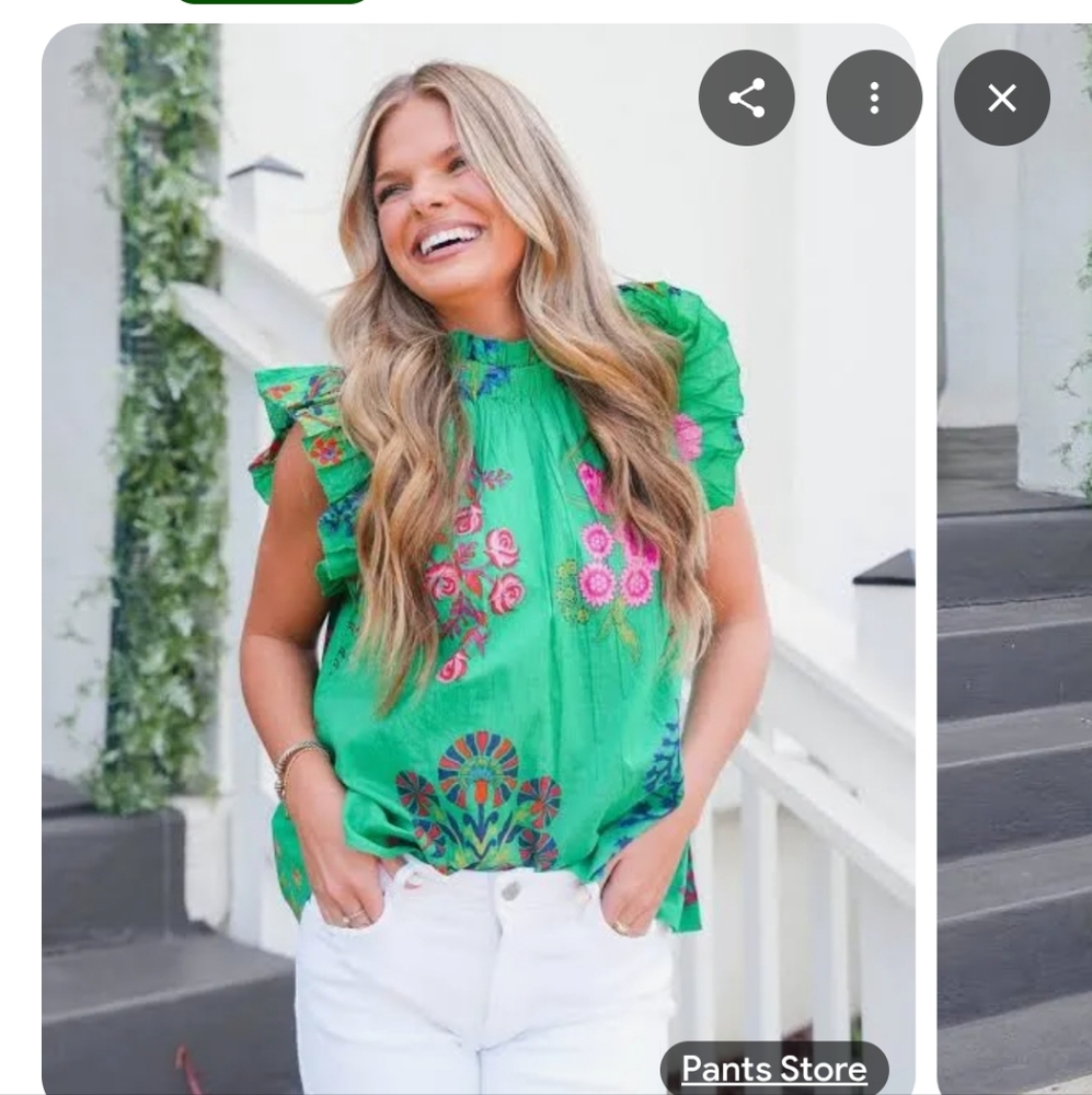 Floral Ruffle Sleeve Boho Blouse Size Small